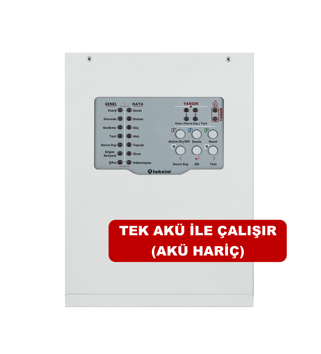 TEKNİM TFP-3122 2 BÖLGELİ KONVANSİYONEL YANGIN ALARM PANELİ.TEK AKÜ İLE ÇALIŞIR (AKÜ HARİÇ)